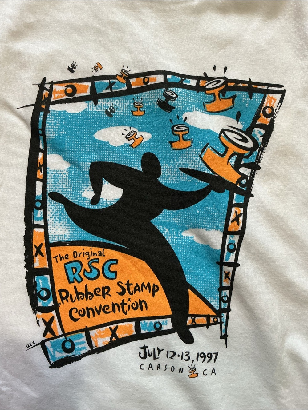 Vintage 1997 Hanes Beefy T RSC Rubber Stamp Convention Graphic T-Shirt
